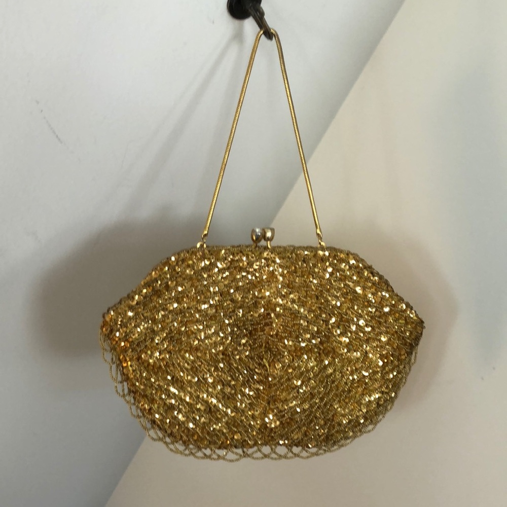 Vintage 1950s Gold Beaded evening bag